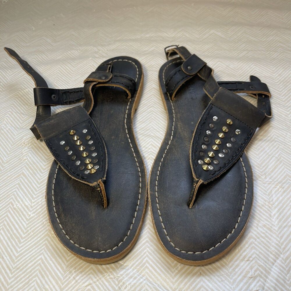 Musse & Cloud Nikka Grained Leather Slingback Sandal Color Black Size 7